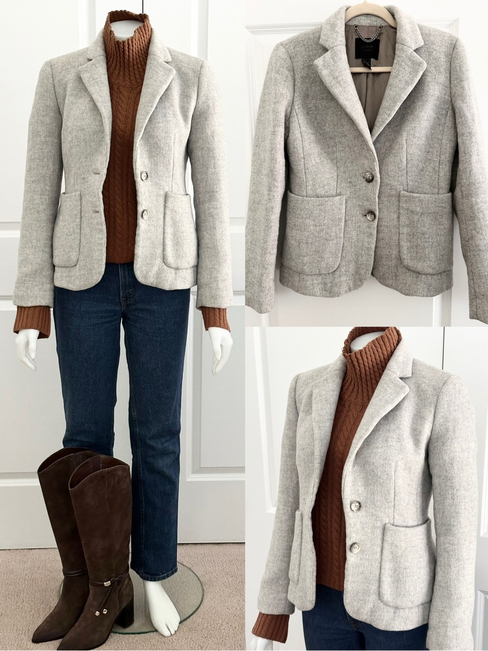 J. Crew Collection Winterlude Grey Wool Peplum Back Blazer Jacket - Fall Office